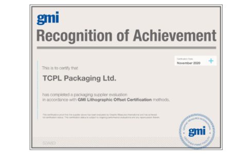 TCPL Goa Factory certified for Graphic Measure International standard