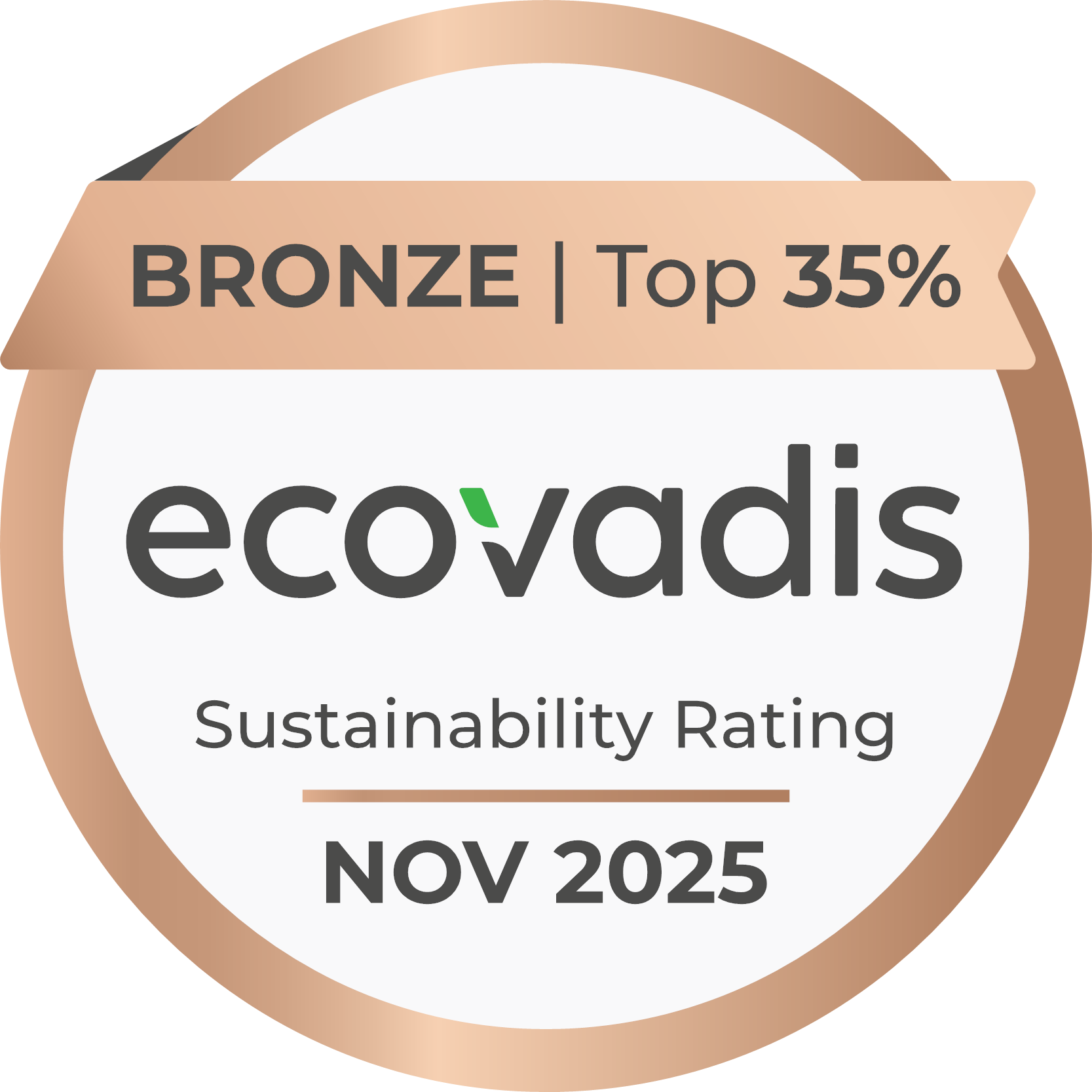 Bronze Medal in the Eco Vadis Sustainability Assessment for 2025