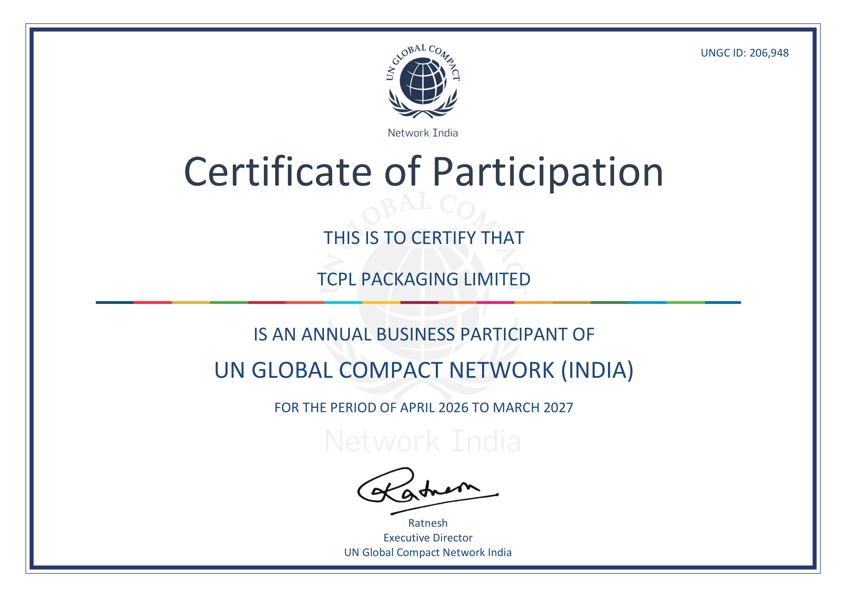 TCPL Packaging Joins the United Nations Global Compact